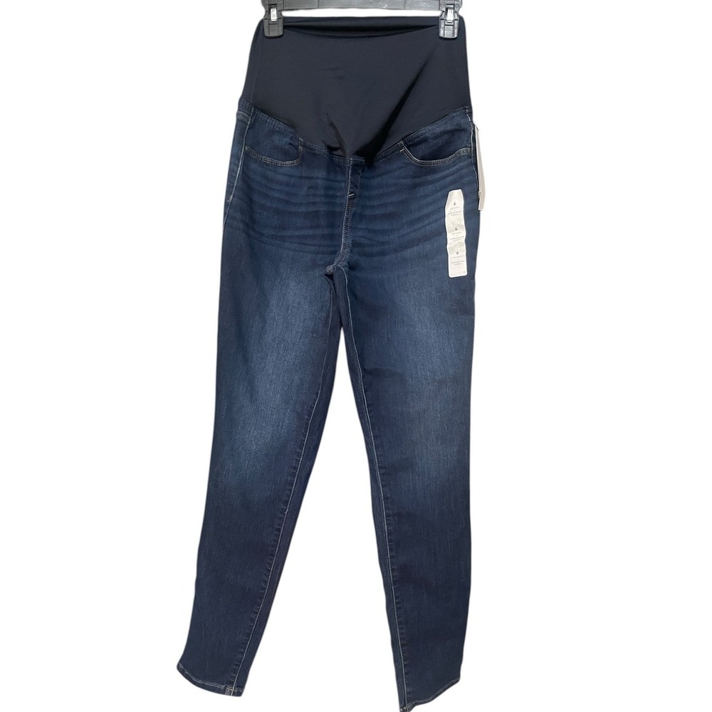 Isabel Maternity Over‎ Belly Skinny Jeans Dark Wash Sz 6 29" Stretch - Picture 5 of 6